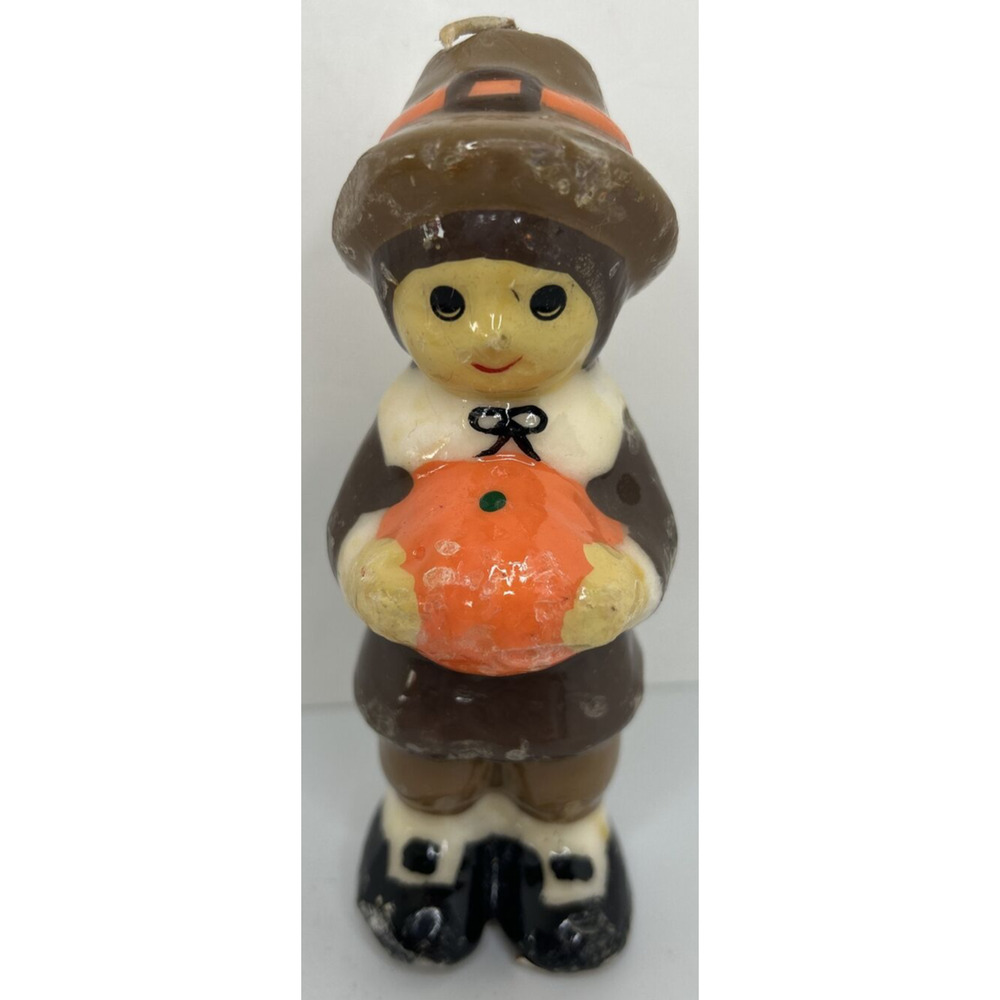 Vintage Thanksgiving Pilgrim Boy Candle 5" SKU H218